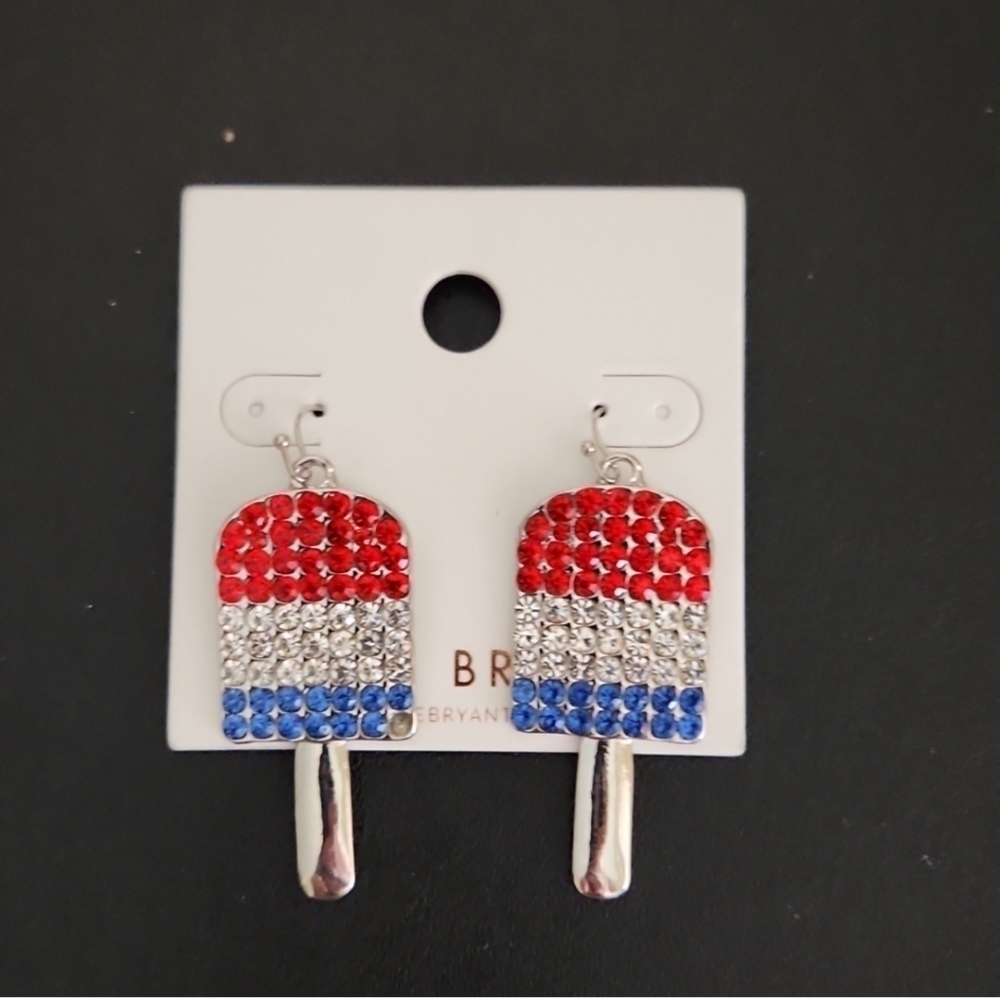 Lane Bryant Earrings Red White Blue Popsicle Dangle NEW Summer
